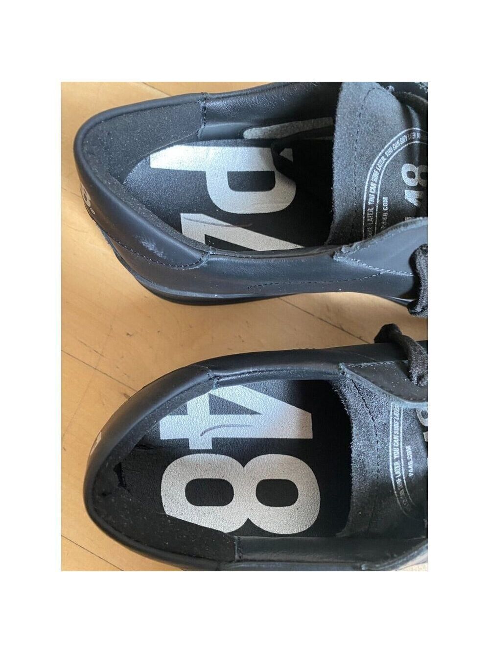 P448 "jack" all black sneakers mens Missized* 41 & 42 leather - Picture 7 of 10